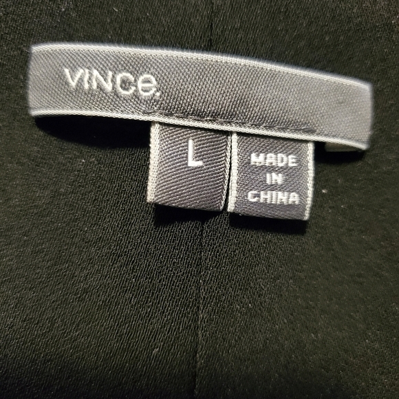 VINCE Lamb Leather Contrast Drawstring Black Dress Size Large, Chic, Stylish - Picture 13 of 15